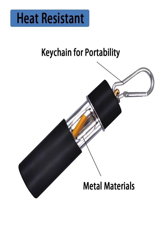 Hourwof Portable Ashtray with Lid,Metal Outdoor Pocket Ashtrays with Keychain for Cigarettes,Travel Ash Trays,Black - Image 2